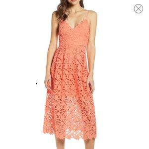 Nordstrom Orange Lace Midi Dress